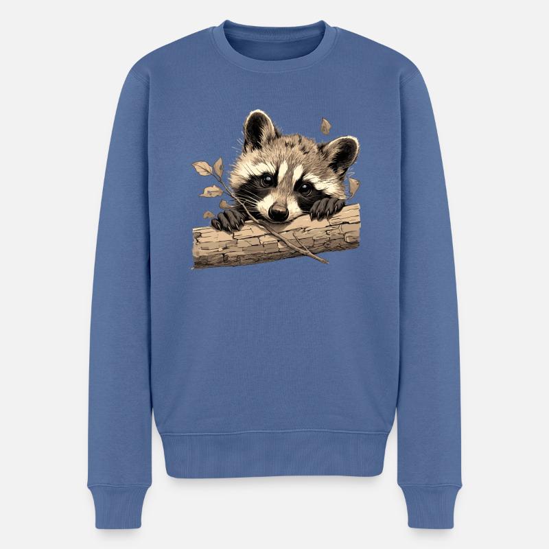 Waschbären Waschbär - Männer Premium Bio Pullover - Taubenblau