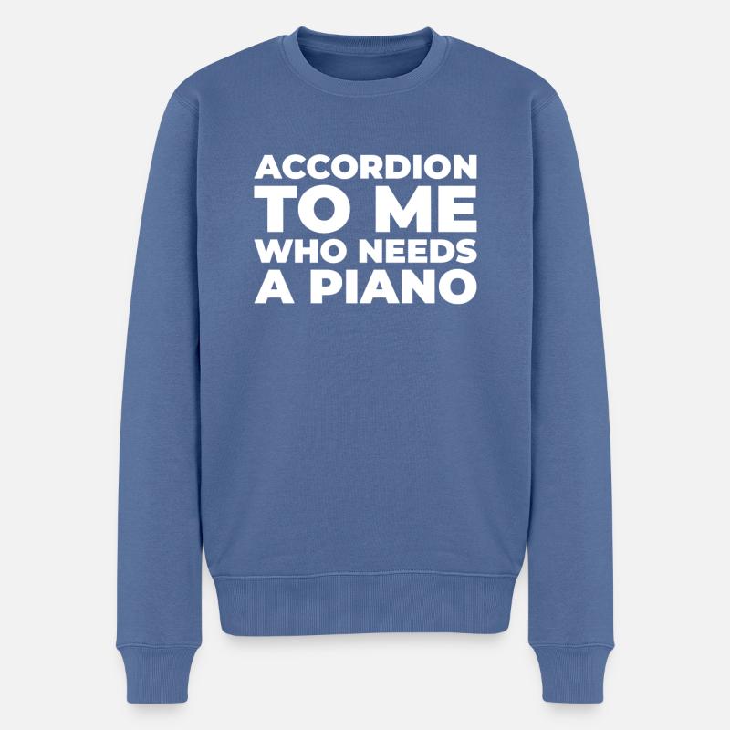 Accordéon - Pull Premium bio Homme - bleu pigeon