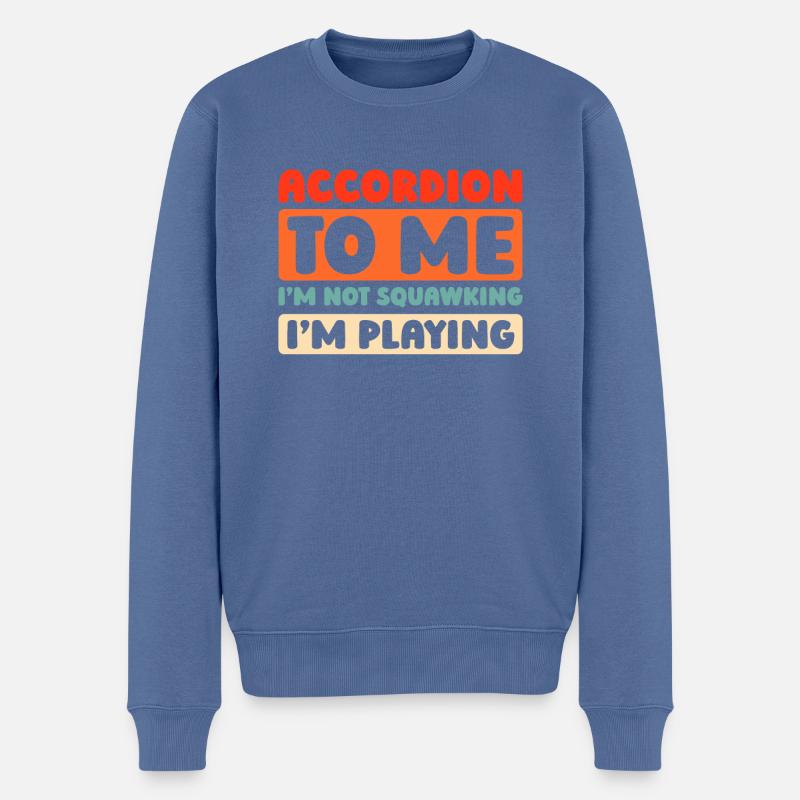 Akkordeon - Männer Premium Bio Pullover - Taubenblau