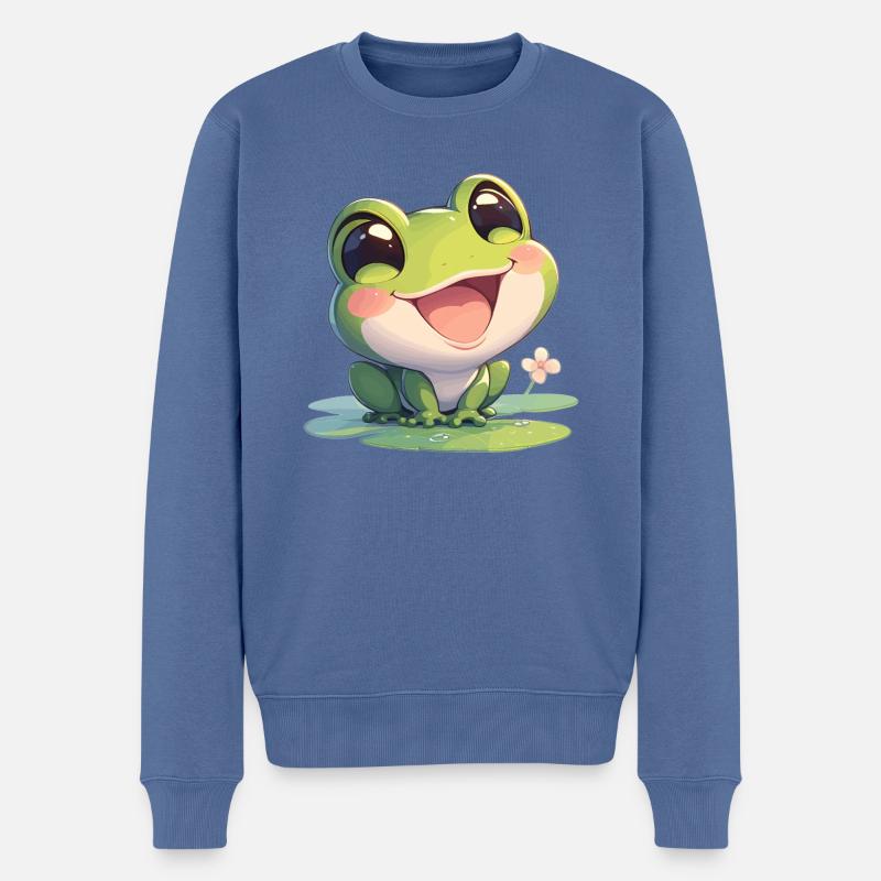 Frosch Frösche - Männer Premium Bio Pullover - Taubenblau