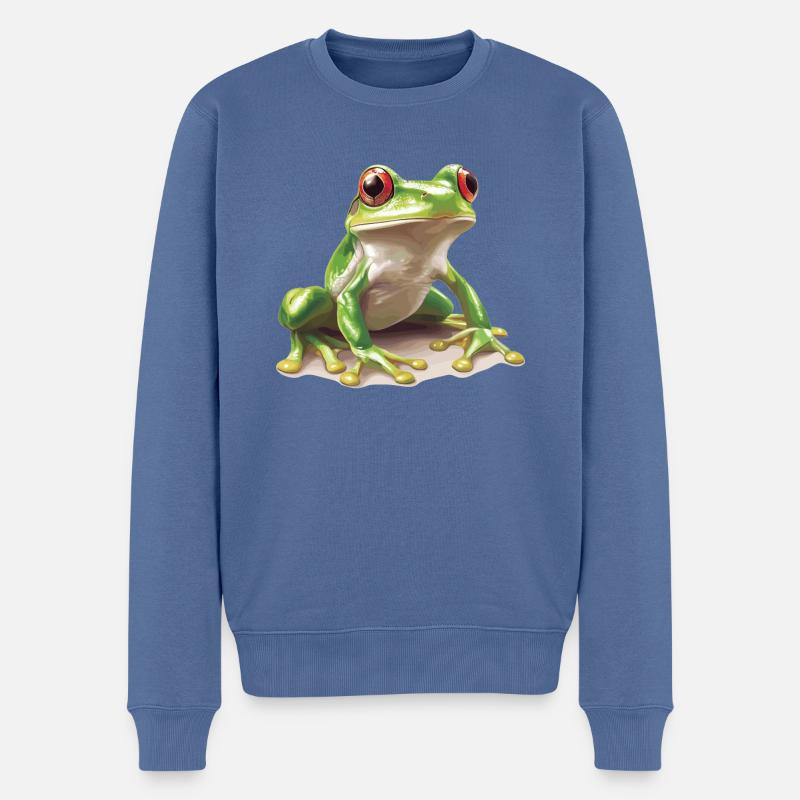 Frosch Frösche - Männer Premium Bio Pullover - Taubenblau