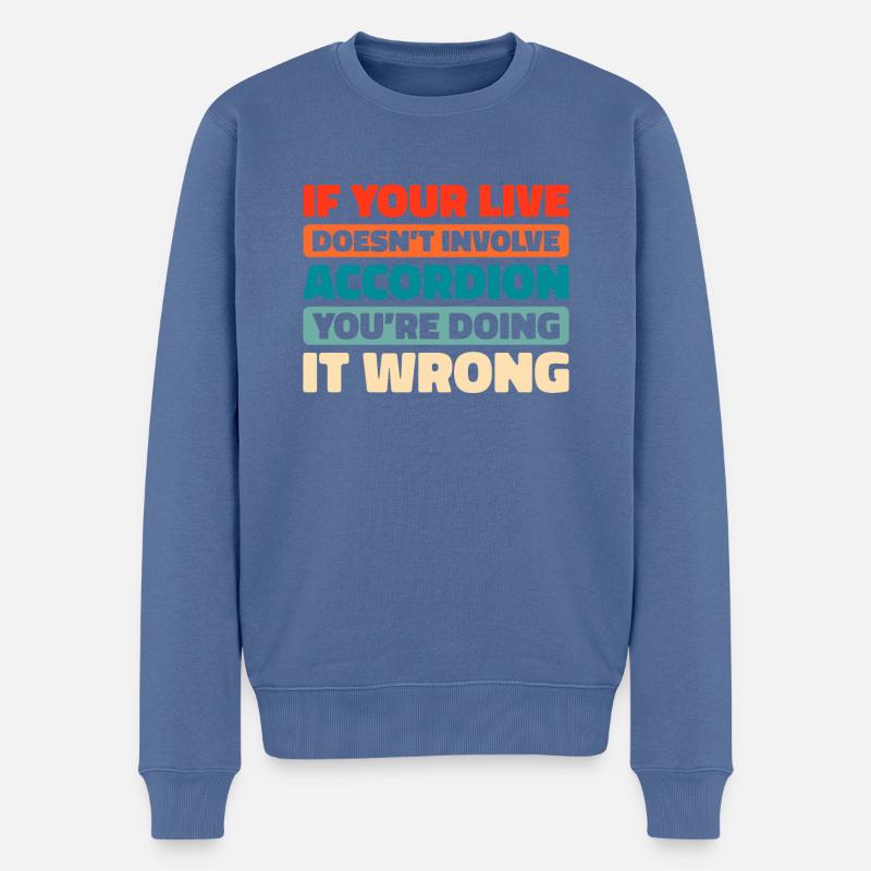 Akkordeon - Männer Premium Bio Pullover - Taubenblau