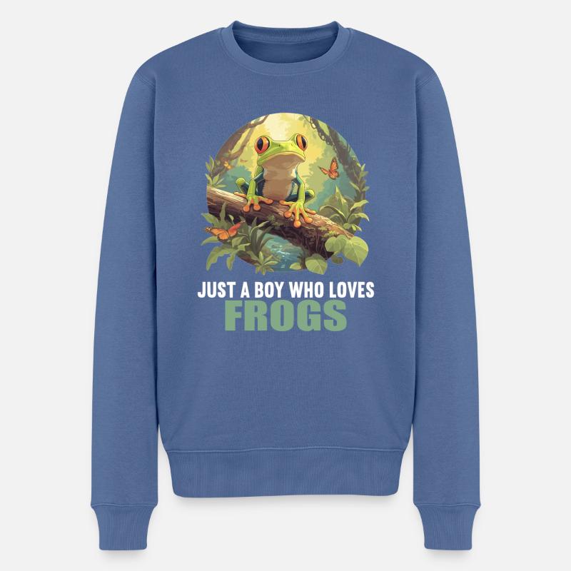 Frosch Frösche - Männer Premium Bio Pullover - Taubenblau