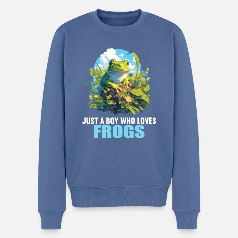 Frosch Frösche - Männer Premium Bio Pullover - Taubenblau