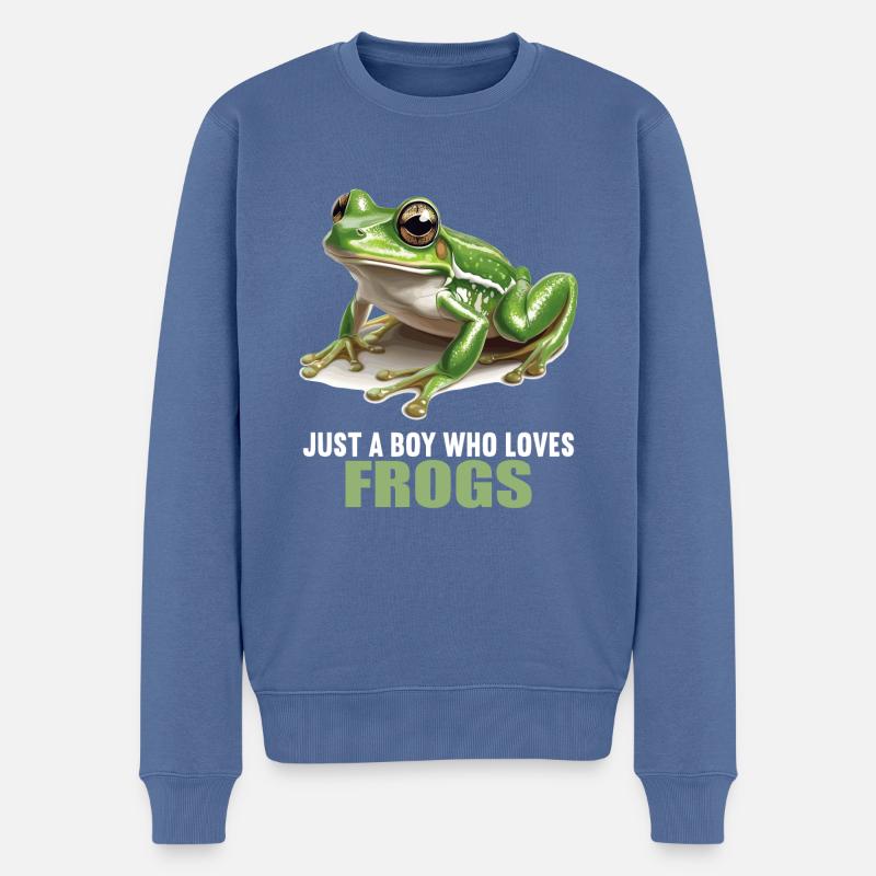 Frosch Frösche - Männer Premium Bio Pullover - Taubenblau