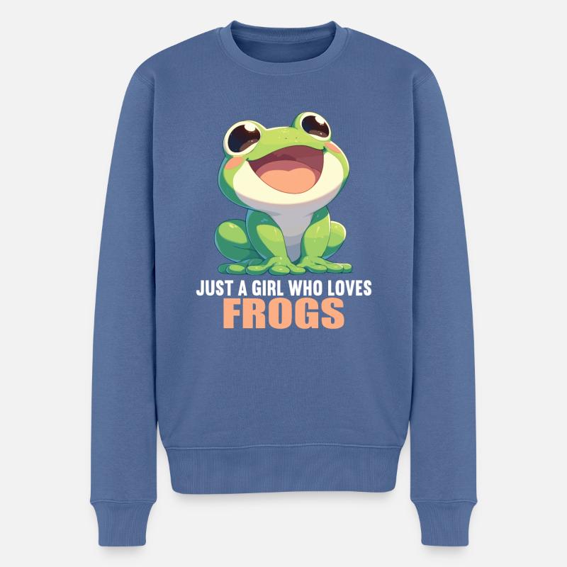 Frosch Frösche - Männer Premium Bio Pullover - Taubenblau