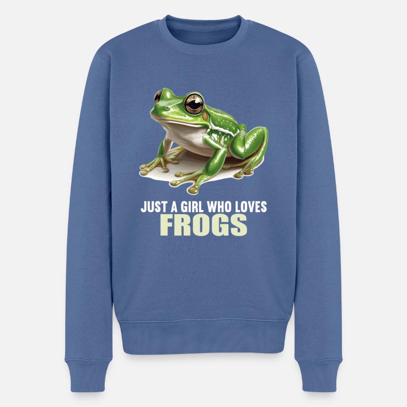 Frosch Frösche - Männer Premium Bio Pullover - Taubenblau