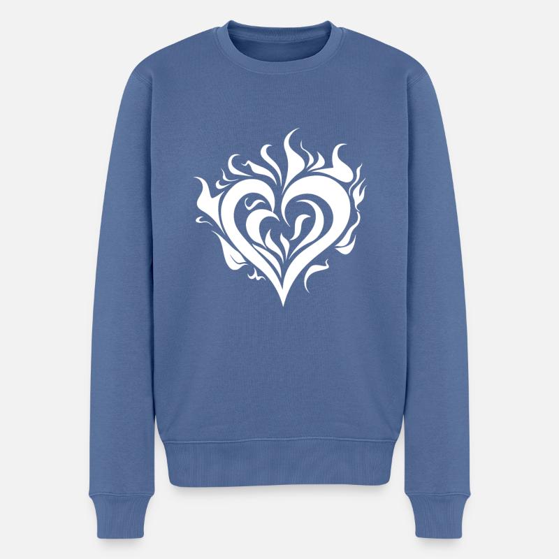 Feu du cœur - Pull Premium bio Homme - bleu pigeon