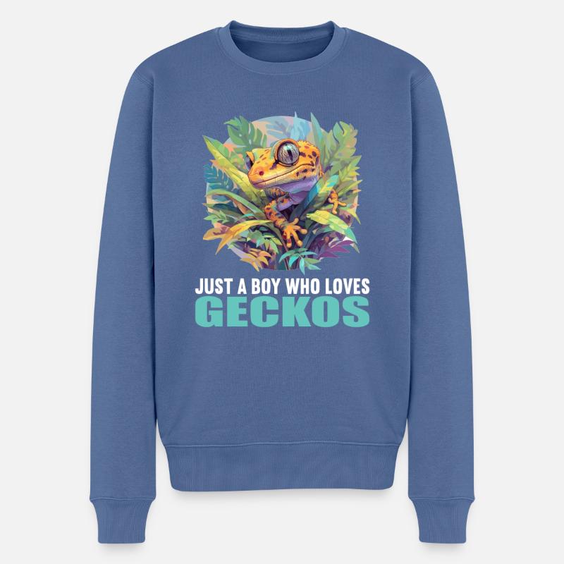 Geckos Geckos - Pull Premium bio Homme - bleu pigeon