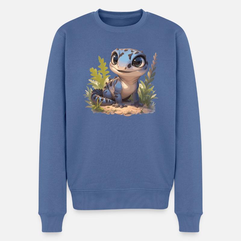 Geckos Geckos - Pull Premium bio Homme - bleu pigeon