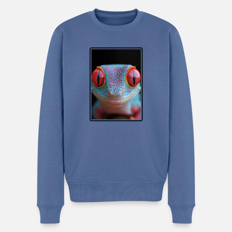 Geckos Geckos - Pull Premium bio Homme - bleu pigeon