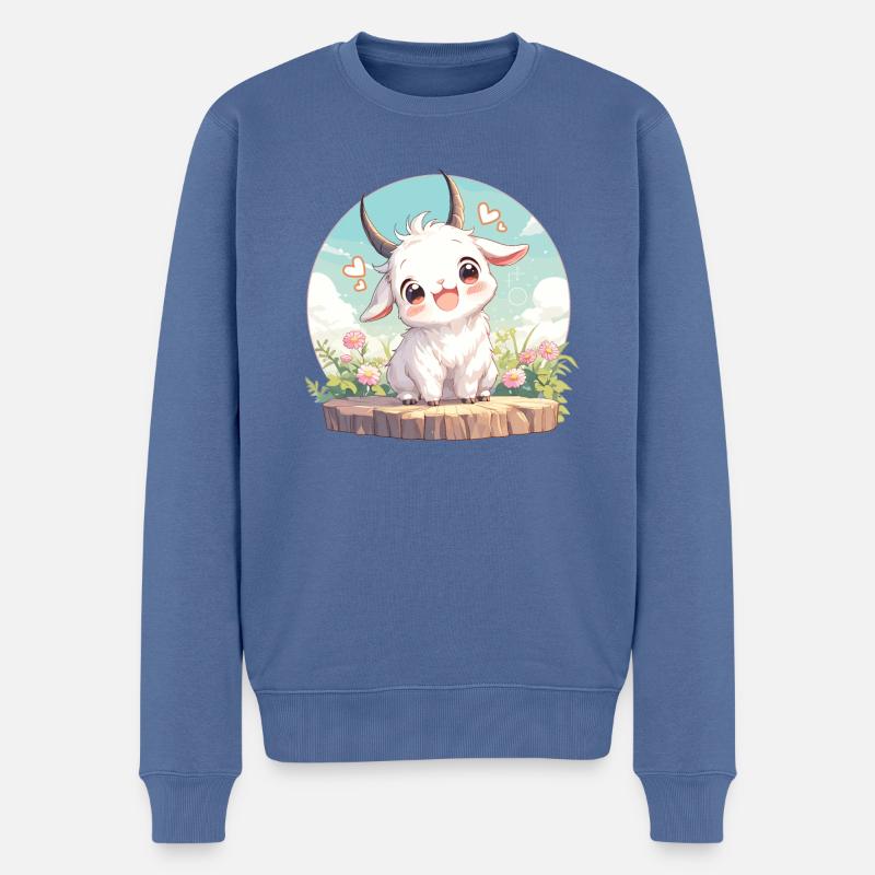 Ziegen Ziege - Männer Premium Bio Pullover - Taubenblau