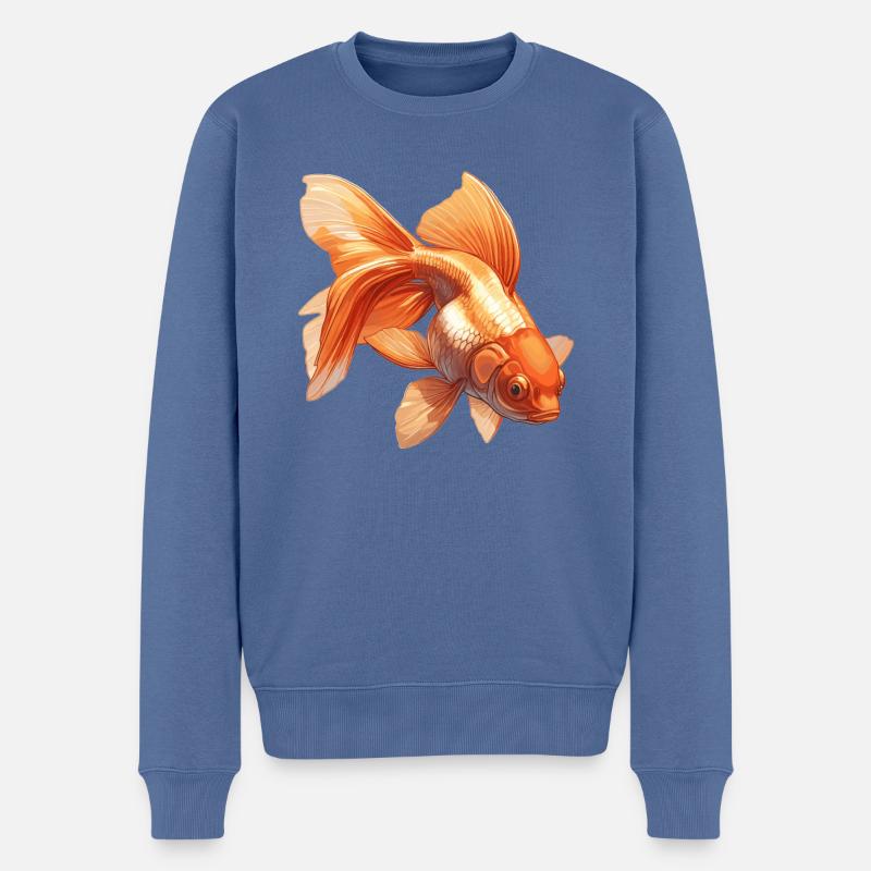 Goldfische Goldfisch - Männer Premium Bio Pullover - Taubenblau