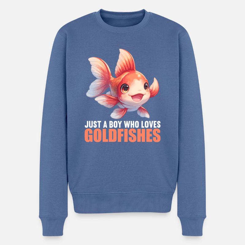 Goldfische Goldfisch - Männer Premium Bio Pullover - Taubenblau