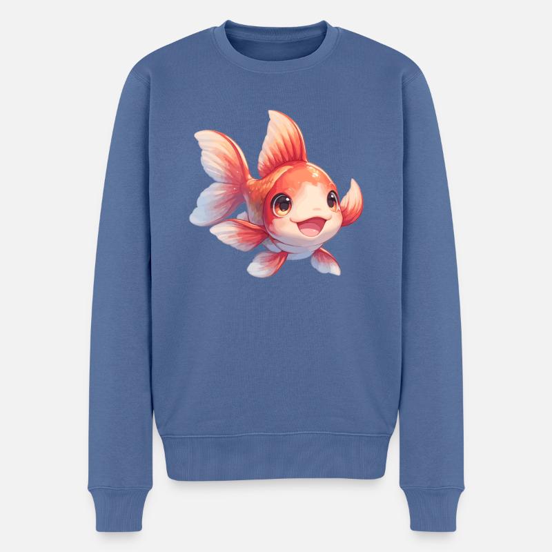 Goldfische Goldfisch - Männer Premium Bio Pullover - Taubenblau