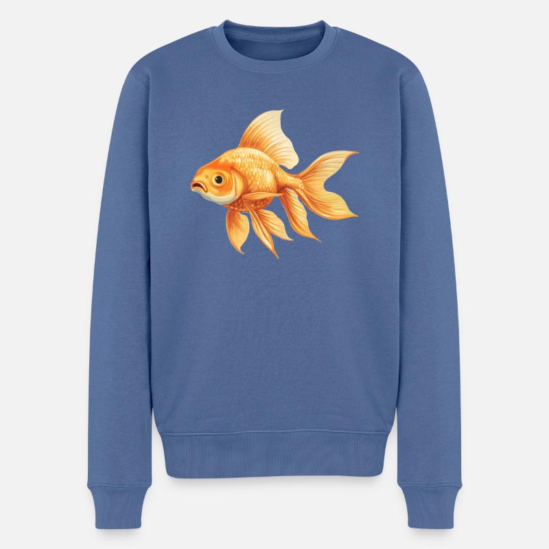 poisson rouge - Pull Premium bio Homme - bleu pigeon