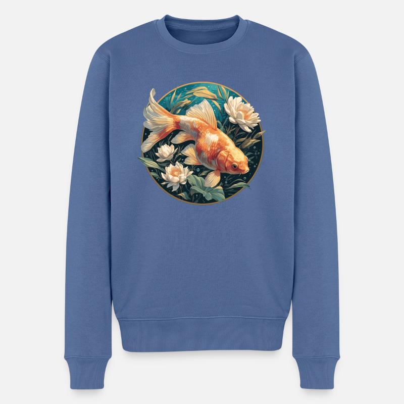 Goldfische Goldfisch - Männer Premium Bio Pullover - Taubenblau