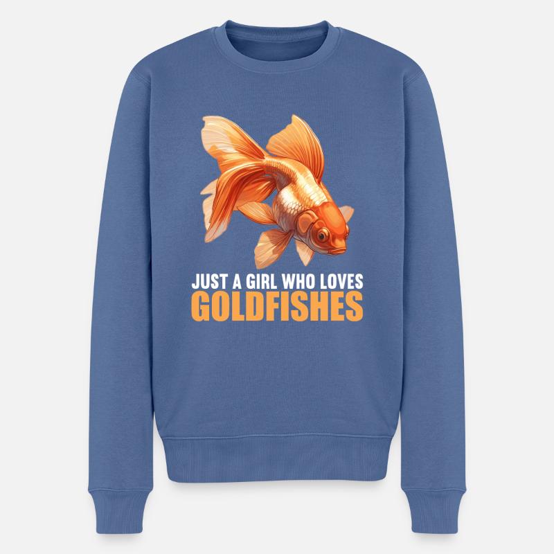 Goldfische Goldfisch - Männer Premium Bio Pullover - Taubenblau