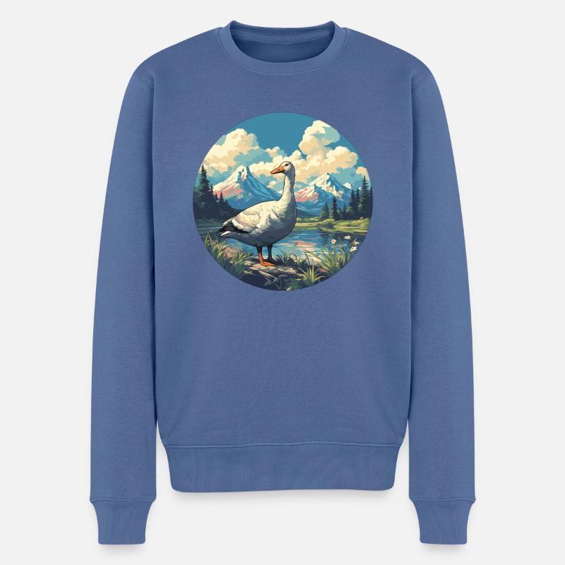 Gänse Gans - Männer Premium Bio Pullover - Taubenblau