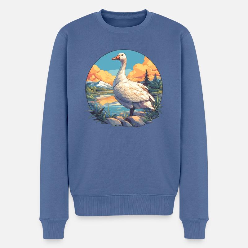 Gänse Gans - Männer Premium Bio Pullover - Taubenblau