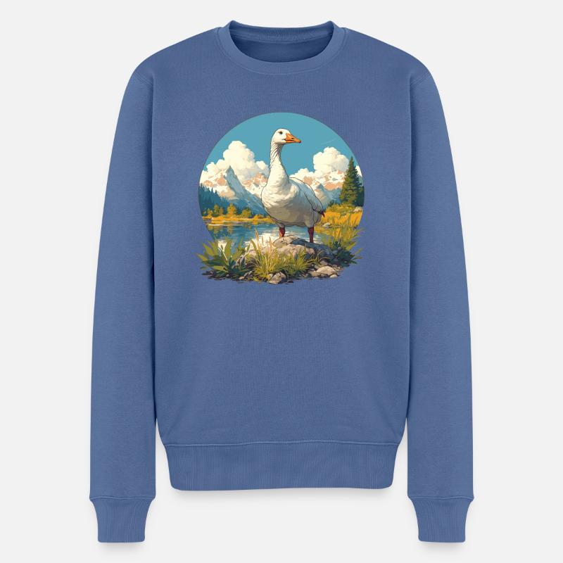 Gänse Gans - Männer Premium Bio Pullover - Taubenblau