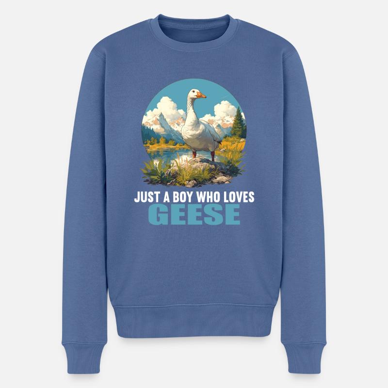 Gänse Gans - Männer Premium Bio Pullover - Taubenblau