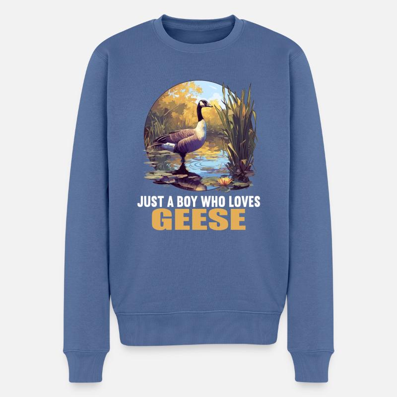 Gänse Gans - Männer Premium Bio Pullover - Taubenblau