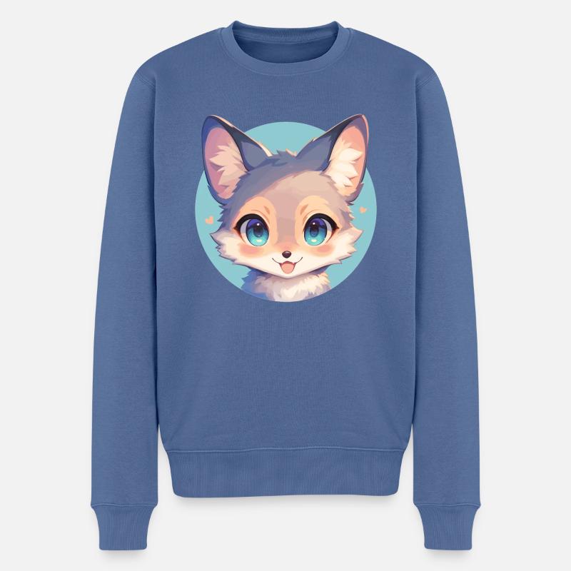 Renards gris Renard gris - Pull Premium bio Homme - bleu pigeon