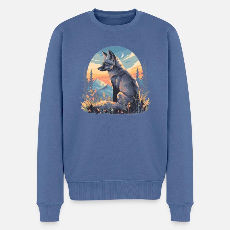Graufüchse Graufuchs - Männer Premium Bio Pullover - Taubenblau
