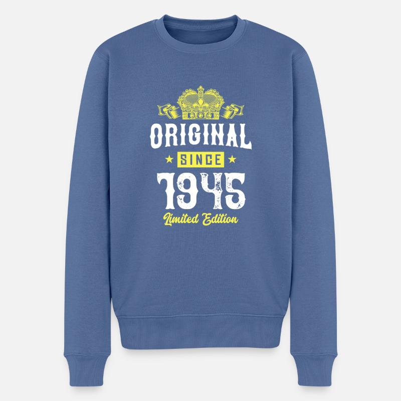 1945 Édition limitée - Pull Premium bio Homme - bleu pigeon