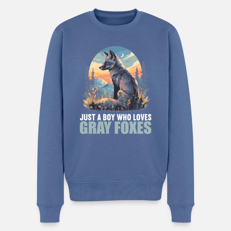 Renards gris Renard gris - Pull Premium bio Homme - bleu pigeon