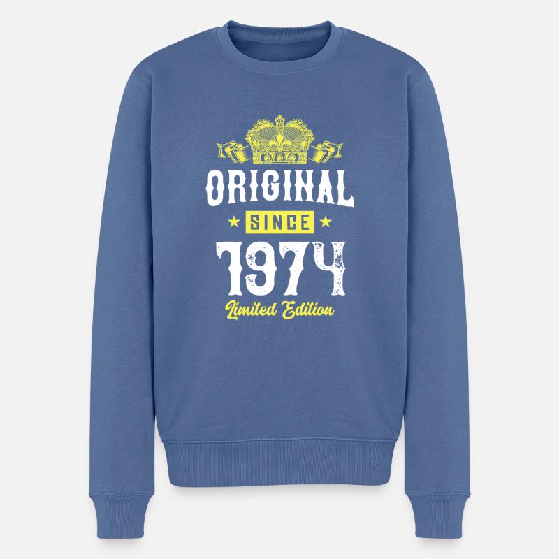 1974 Édition limitée - Pull Premium bio Homme - bleu pigeon