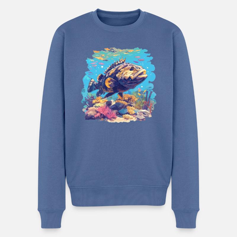 Zackenbarsche Zackenbarsch - Männer Premium Bio Pullover - Taubenblau