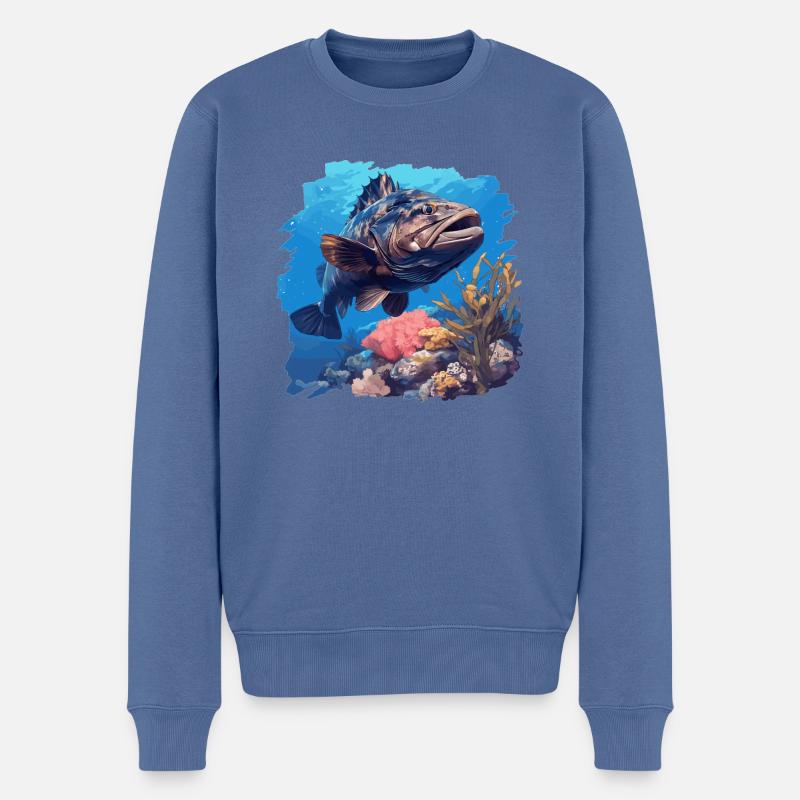 Zackenbarsche Zackenbarsch - Männer Premium Bio Pullover - Taubenblau