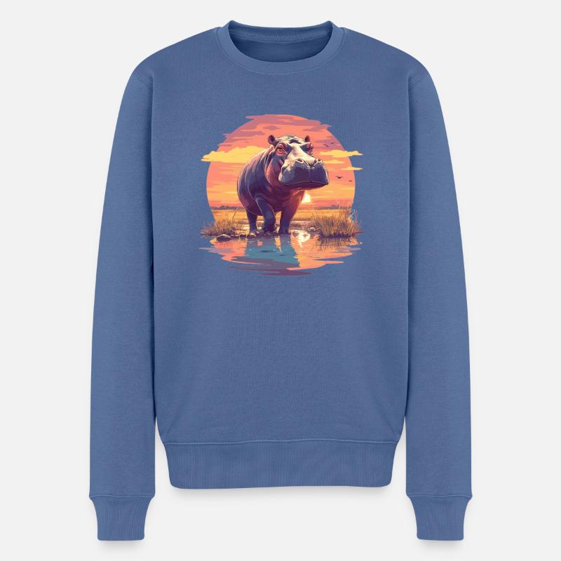 Hippopotame Hippopotame - Pull Premium bio Homme - bleu pigeon