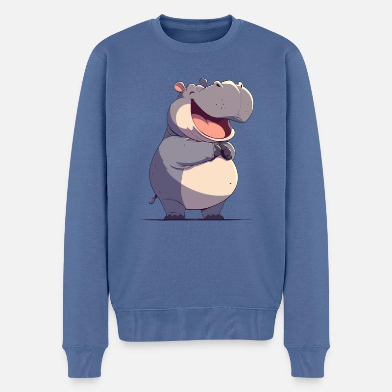 Hippopotame Hippopotame - Pull Premium bio Homme - bleu pigeon