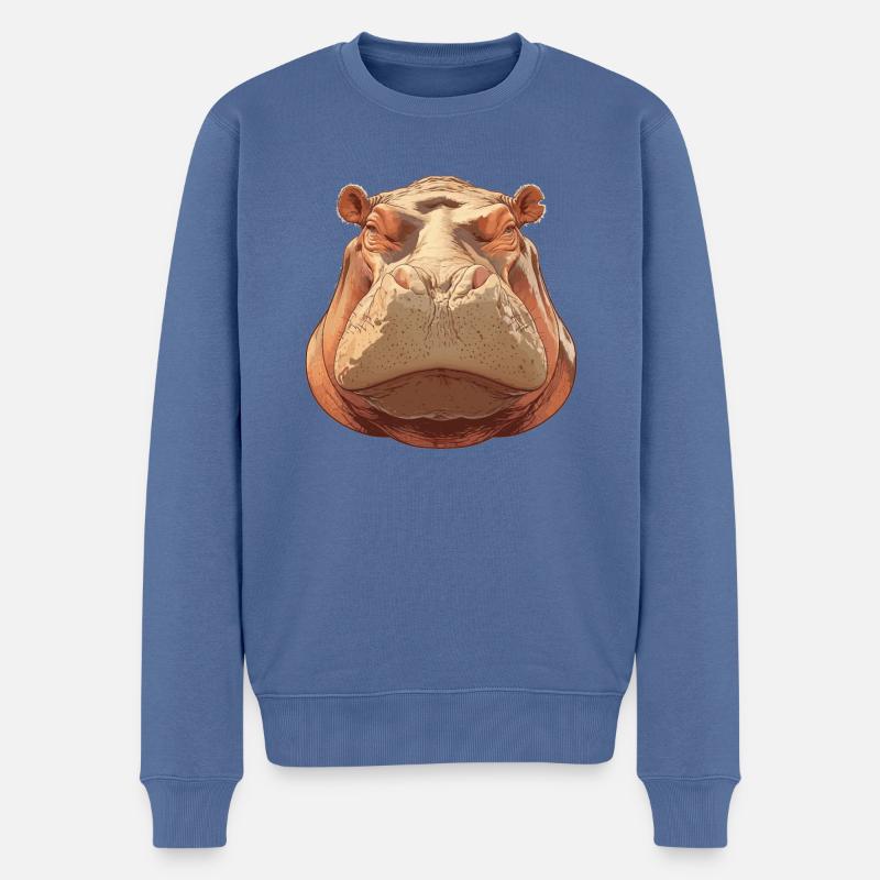 Hippopotame Hippopotame - Pull Premium bio Homme - bleu pigeon