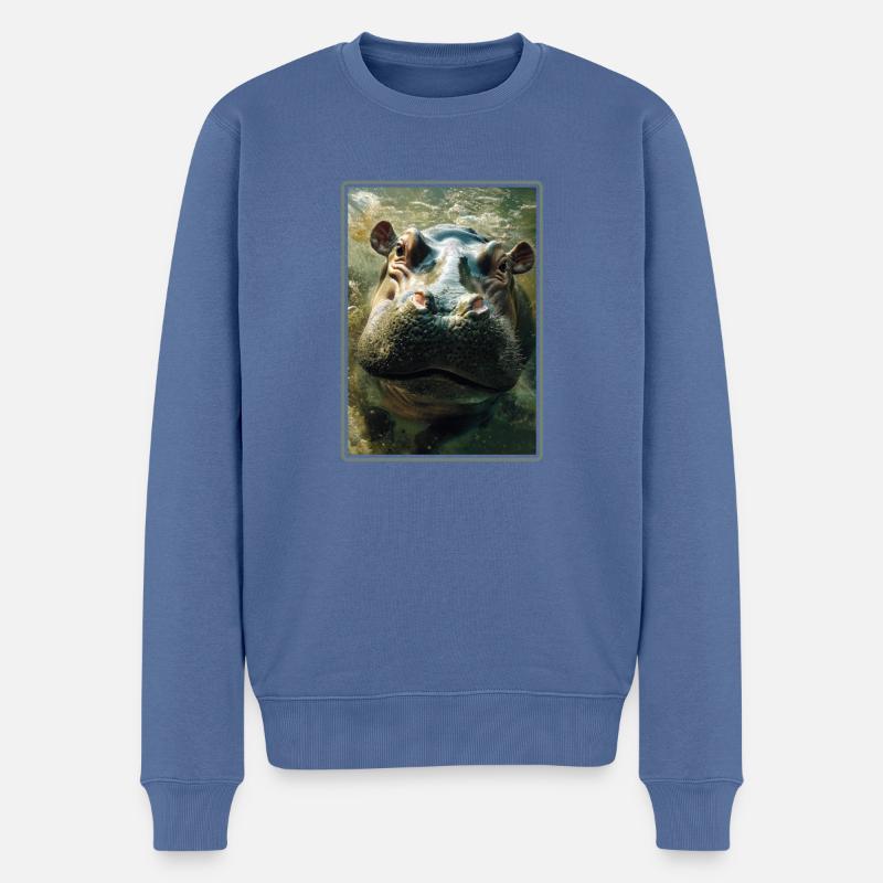 Hippopotame Hippopotame - Pull Premium bio Homme - bleu pigeon