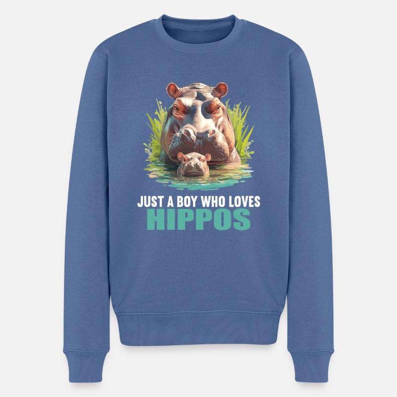Hippopotame Hippopotame - Pull Premium bio Homme - bleu pigeon