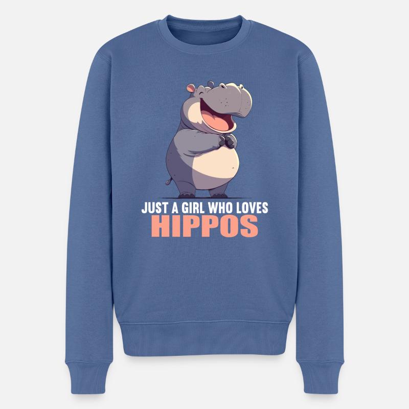 Nilpferd Flußpferd - Männer Premium Bio Pullover - Taubenblau