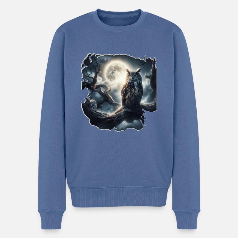EULE BEI NACHT - Männer Premium Bio Pullover - Taubenblau