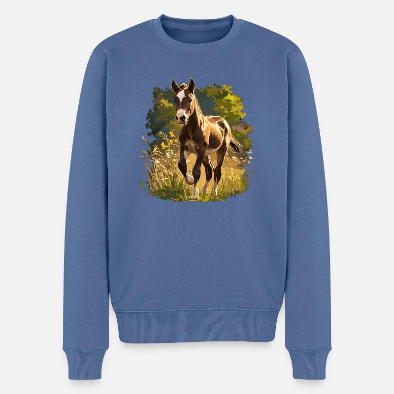 Chevaux Cheval - Pull Premium bio Homme - bleu pigeon