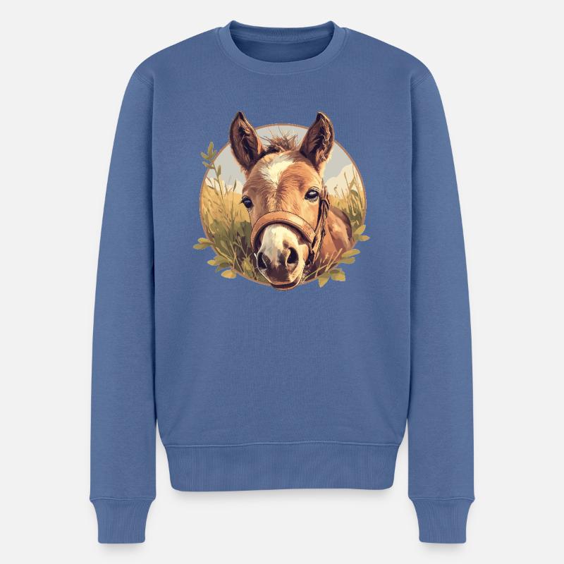 Chevaux Cheval - Pull Premium bio Homme - bleu pigeon