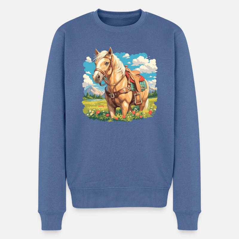 Chevaux Cheval - Pull Premium bio Homme - bleu pigeon