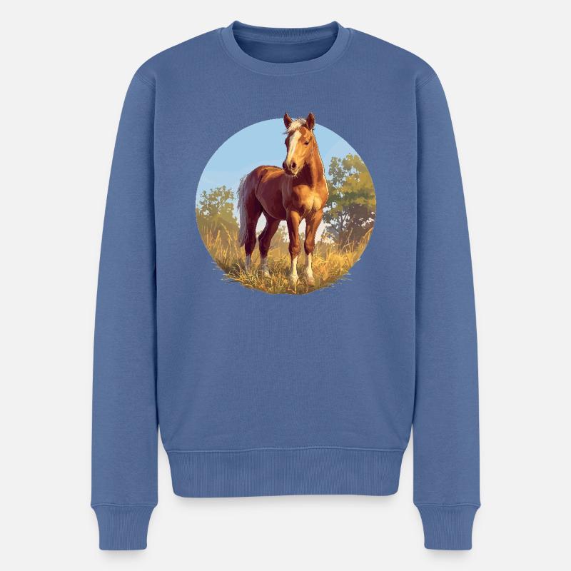 Chevaux Cheval - Pull Premium bio Homme - bleu pigeon