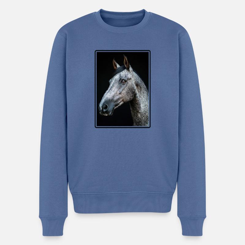 Pferde Pferd - Männer Premium Bio Pullover - Taubenblau