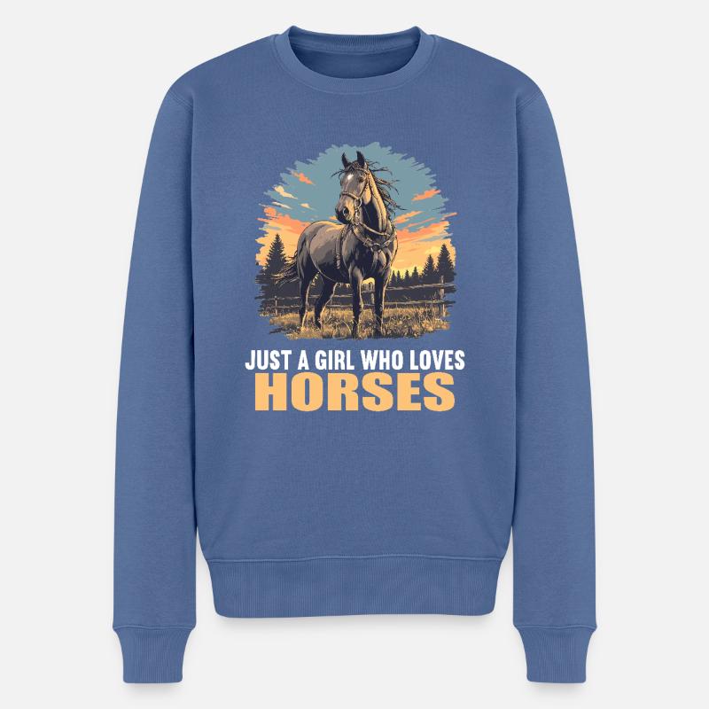 Pferde Pferd - Männer Premium Bio Pullover - Taubenblau