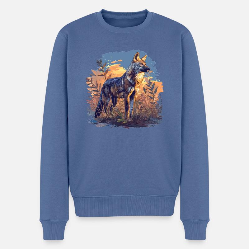 Schakale Schakal - Männer Premium Bio Pullover - Taubenblau