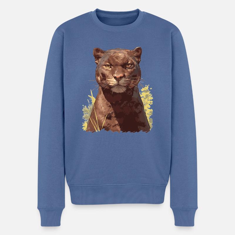 Jaguarundis Jaguarundi - Männer Premium Bio Pullover - Taubenblau