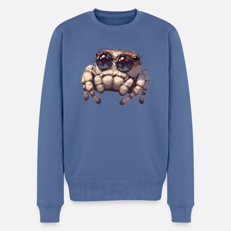 Araignée sauteuse Springspinnen Springspinne - Pull Premium bio Homme - bleu pigeon